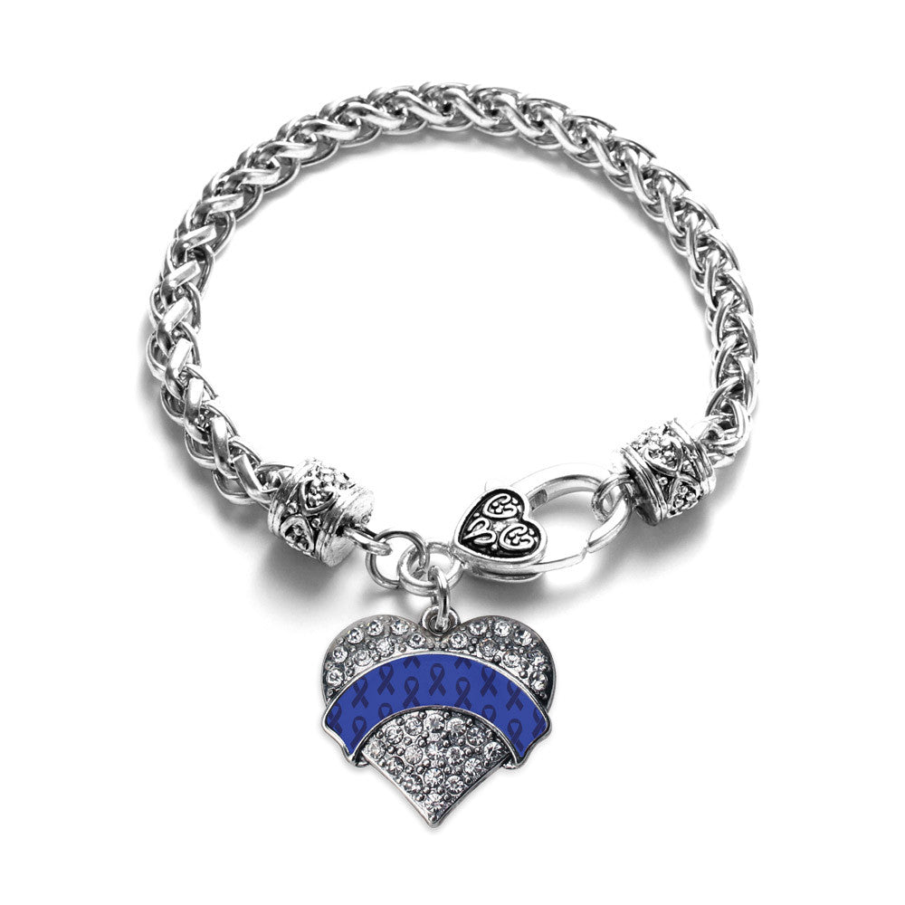 Blue Ribbon Support Pave Heart Charm