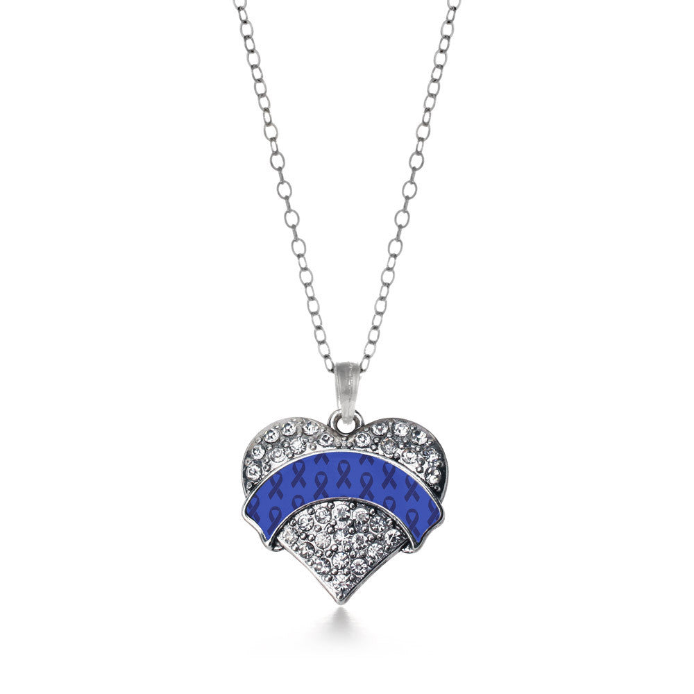 Blue Ribbon Support Pave Heart Charm
