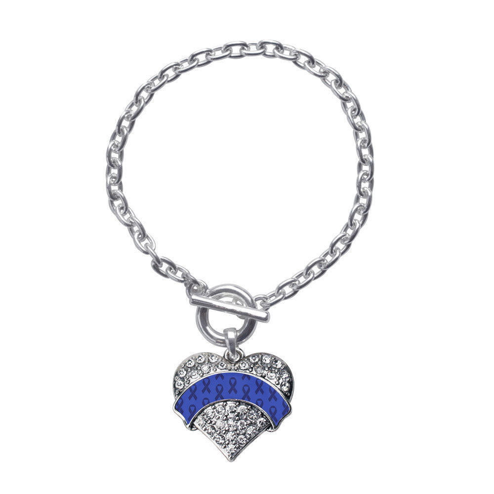 Blue Ribbon Support Pave Heart Charm