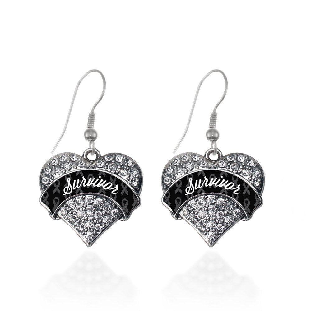 Black Survivor  Pave Heart Charm