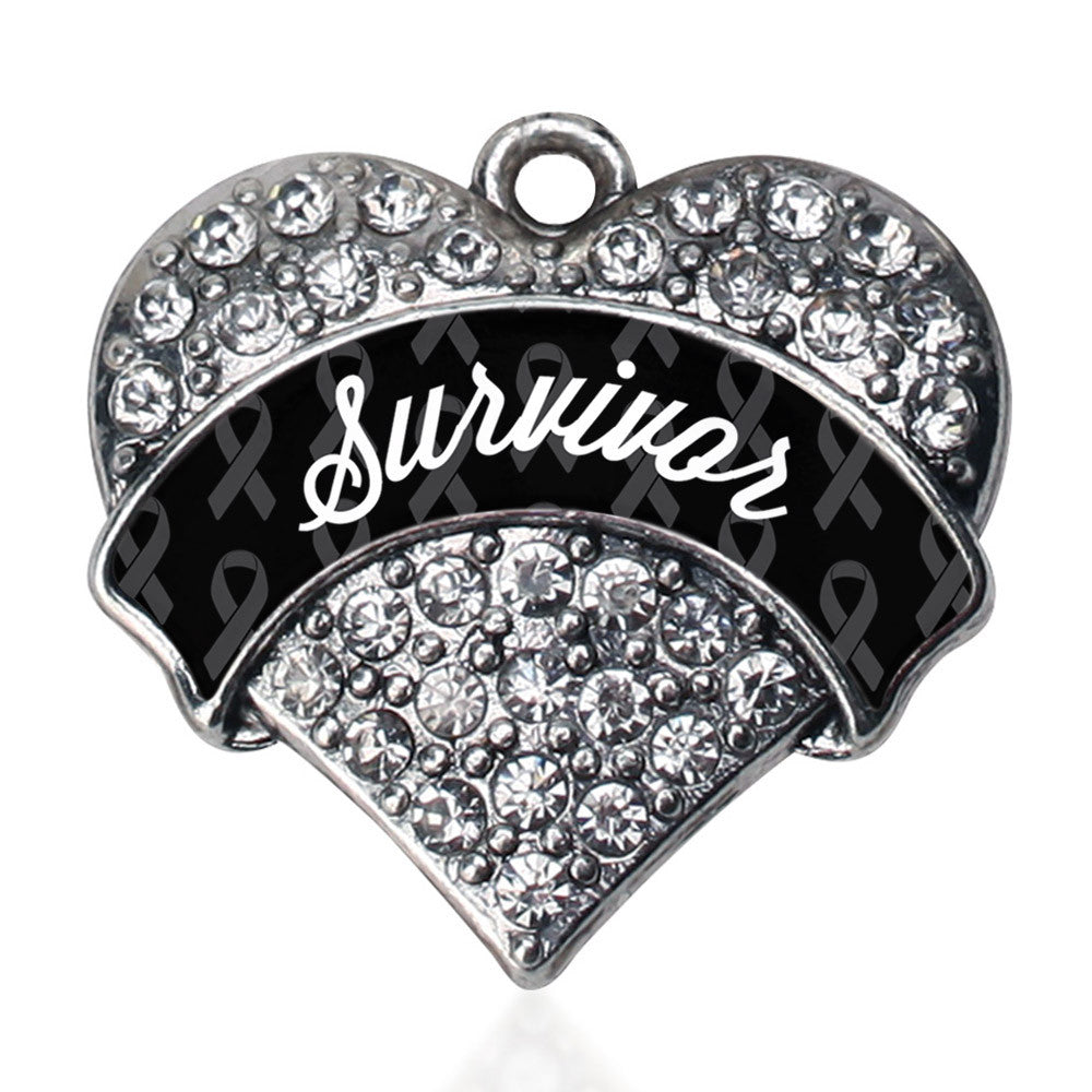Black Survivor  Pave Heart Charm