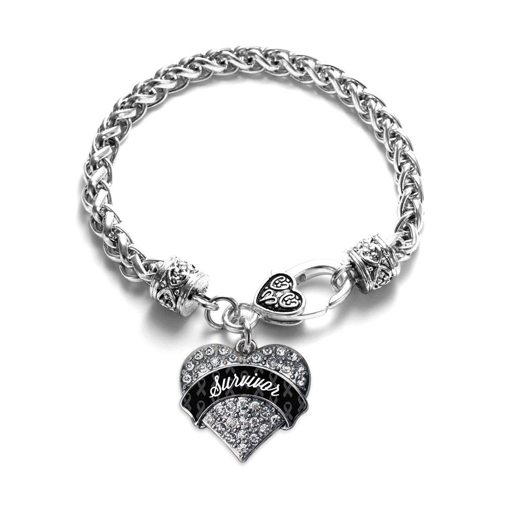 Black Survivor  Pave Heart Charm