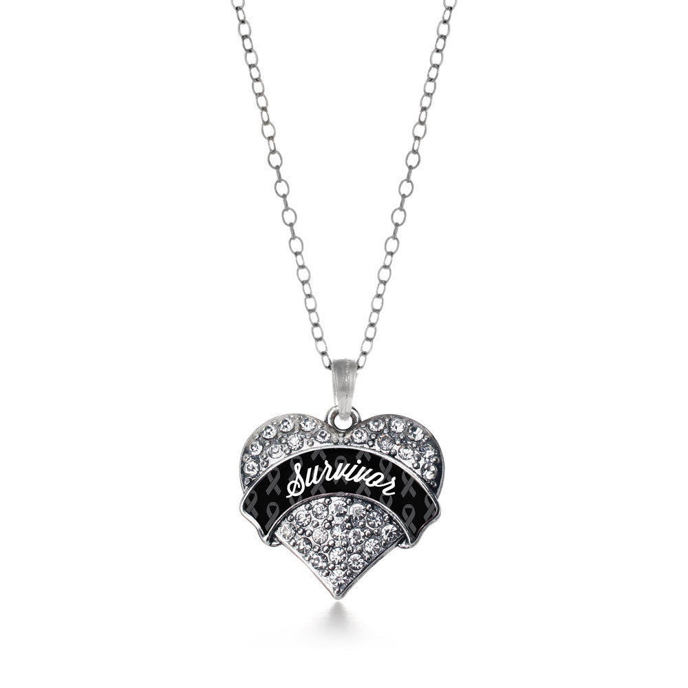 Black Survivor  Pave Heart Charm