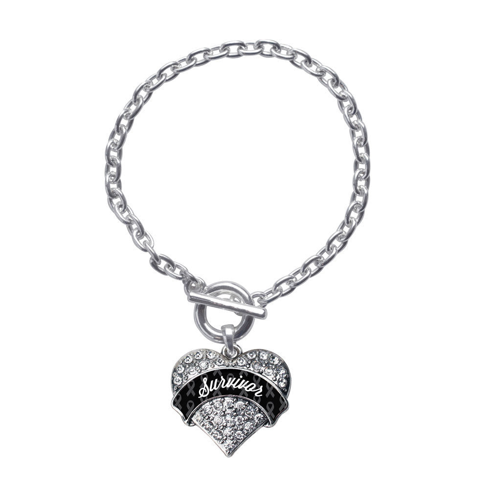 Black Survivor  Pave Heart Charm