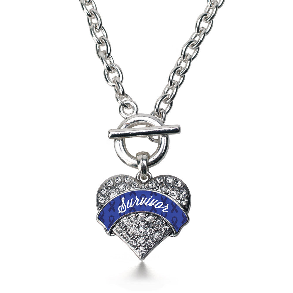 Blue Survivor  Pave Heart Charm