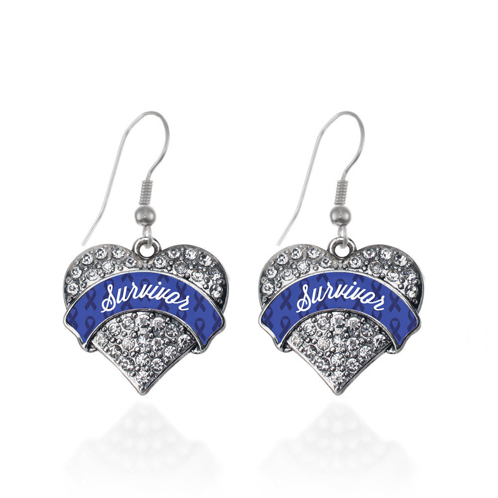Blue Survivor  Pave Heart Charm