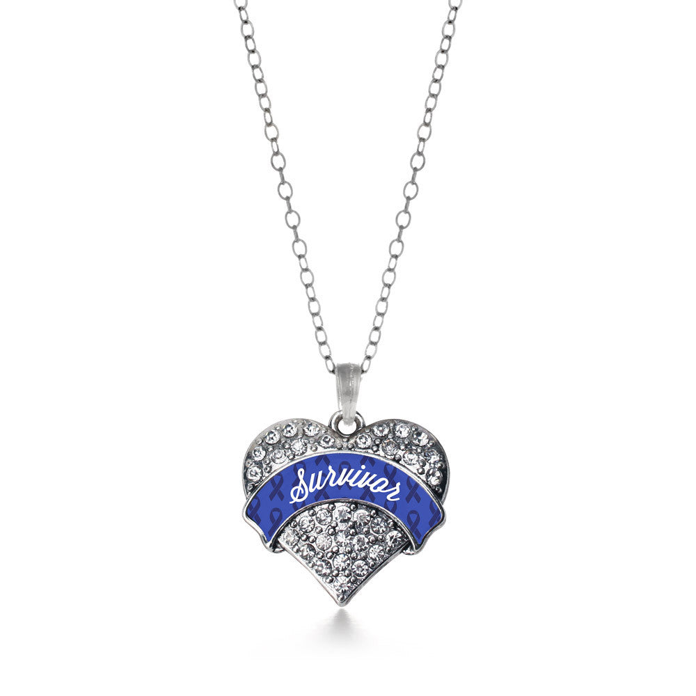 Blue Survivor  Pave Heart Charm