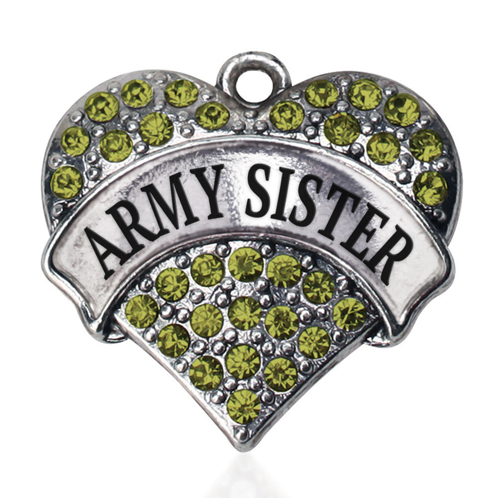 Army Sister Pave Heart Charm