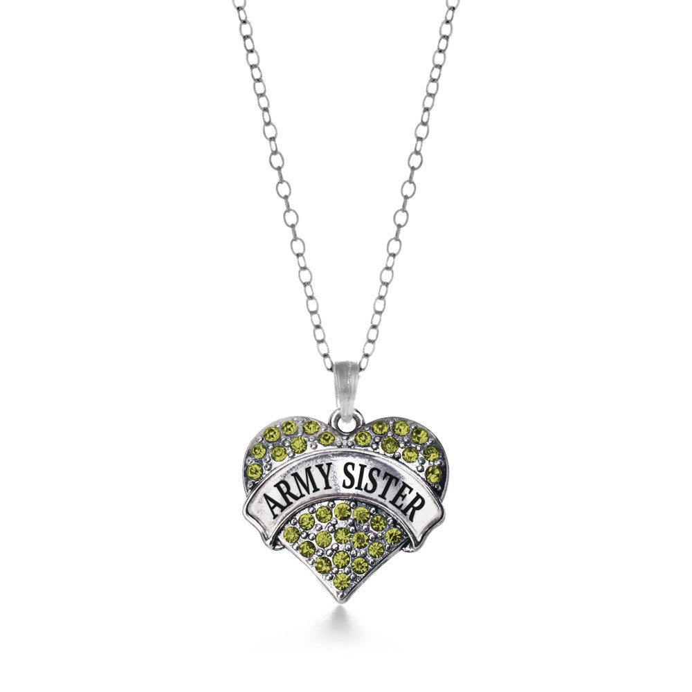 Army Sister Pave Heart Charm