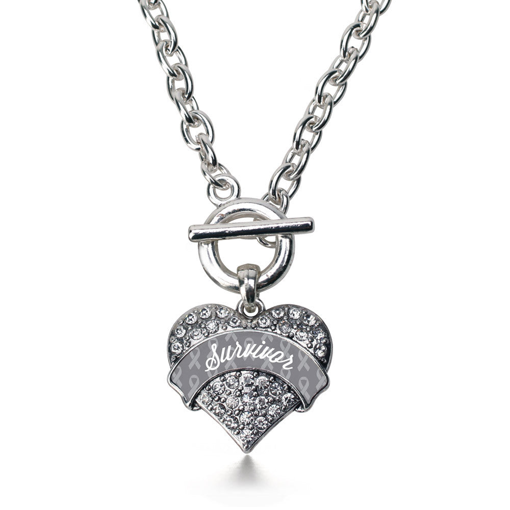 Gray Survivor  Pave Heart Charm