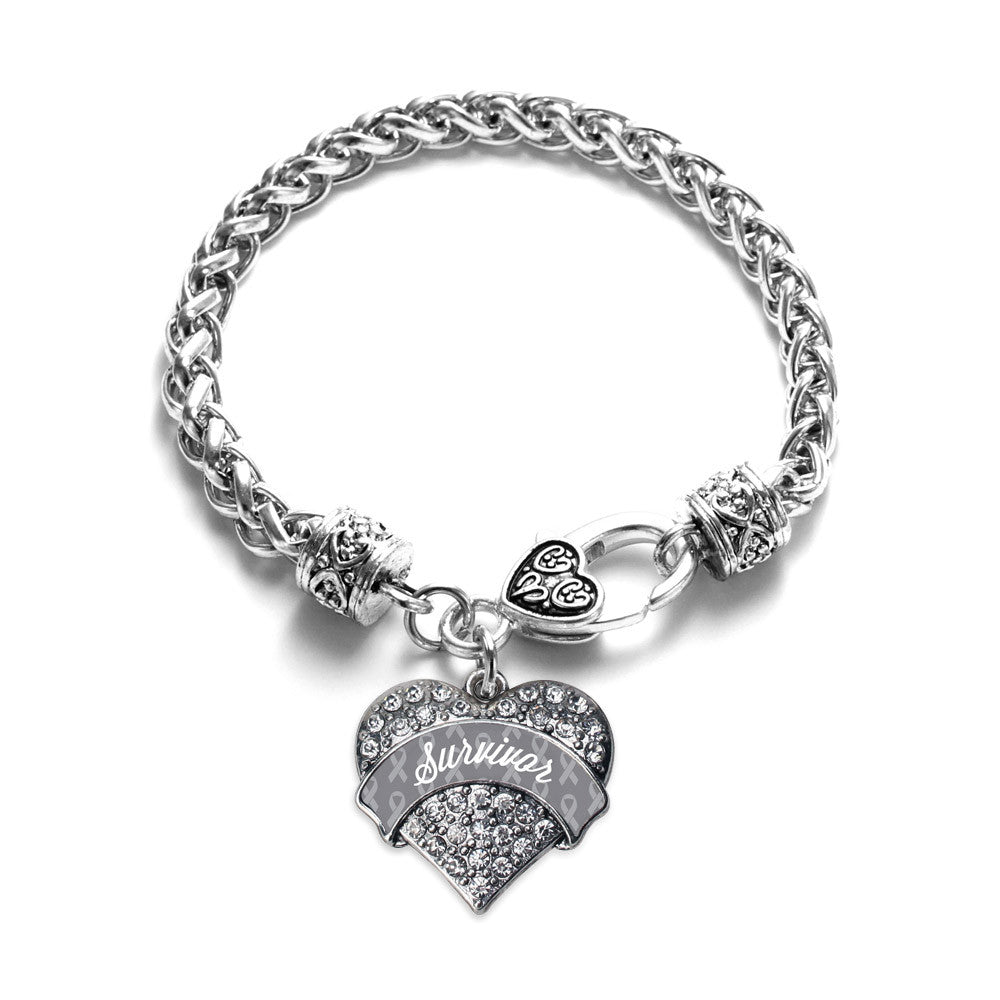 Gray Survivor  Pave Heart Charm