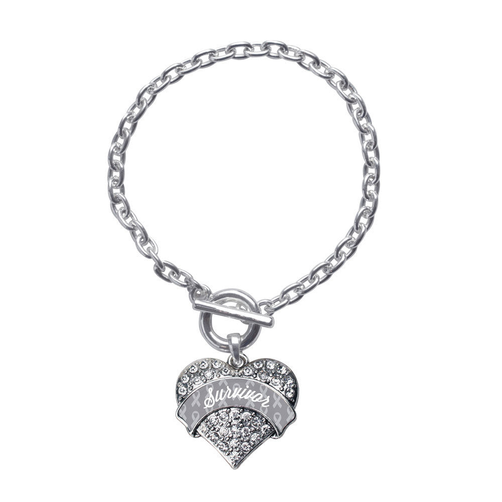 Gray Survivor  Pave Heart Charm