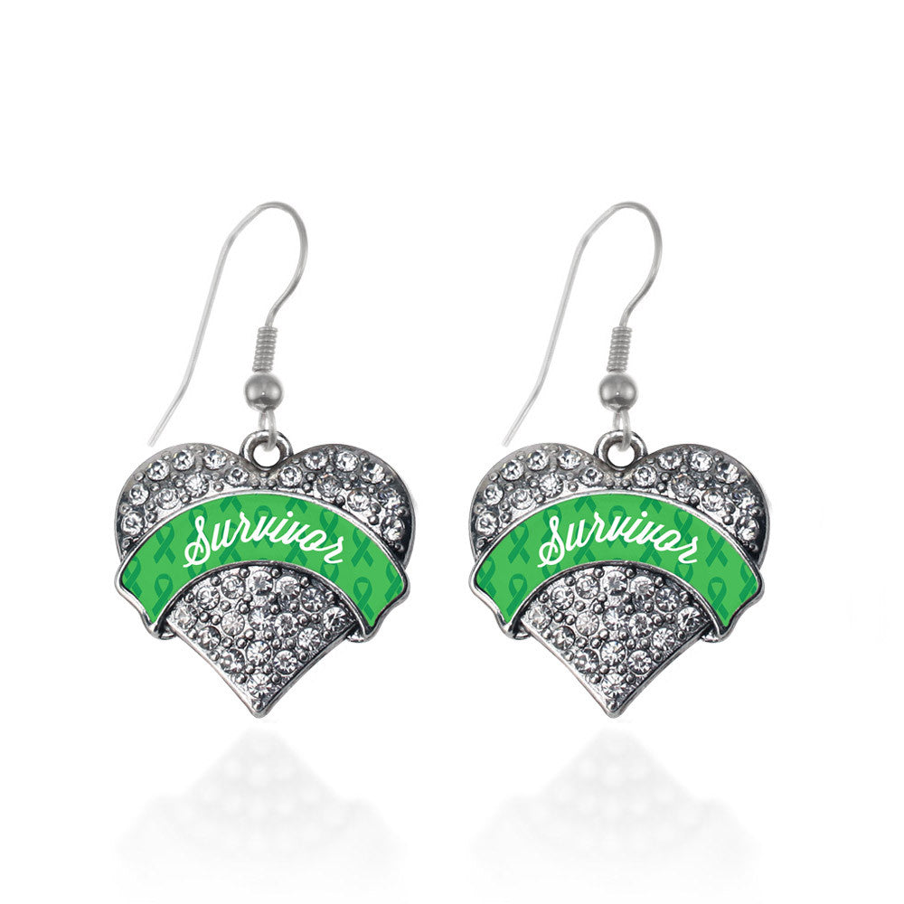 Green Survivor Pave Heart Charm