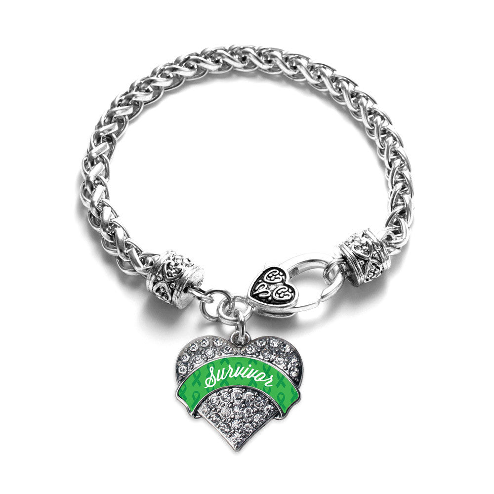 Green Survivor Pave Heart Charm
