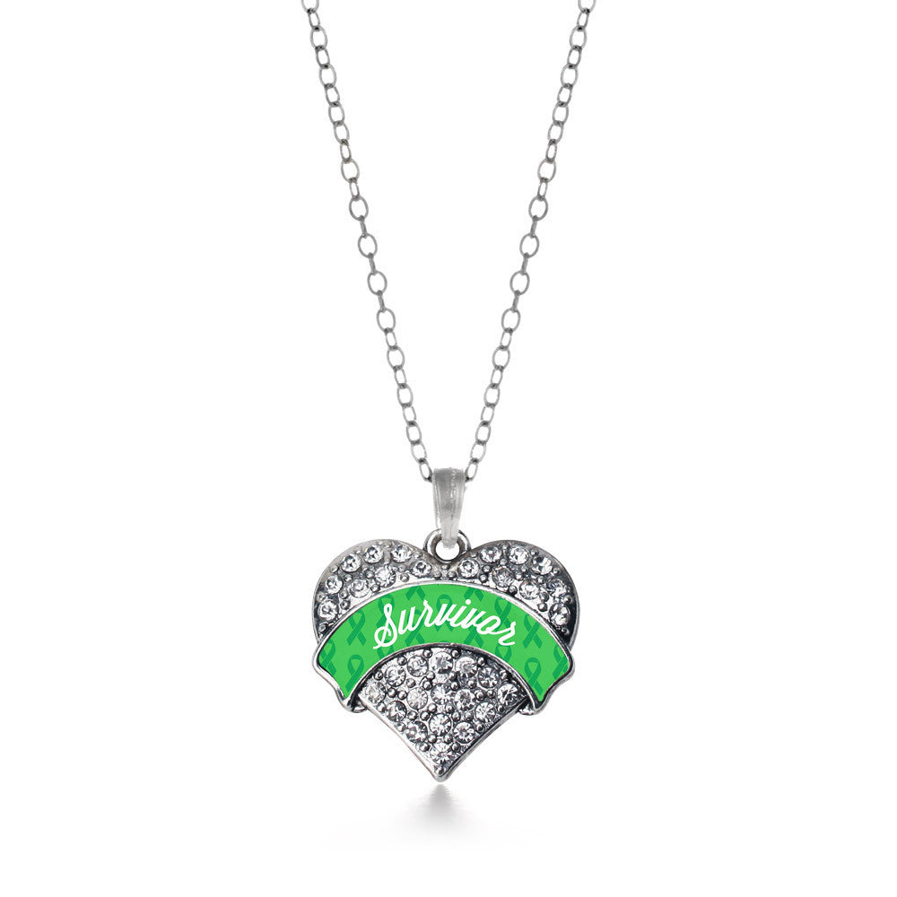 Green Survivor Pave Heart Charm