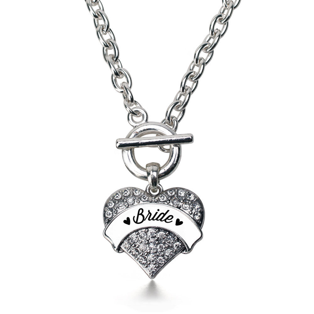 Black and White Bride Pave Heart Charm