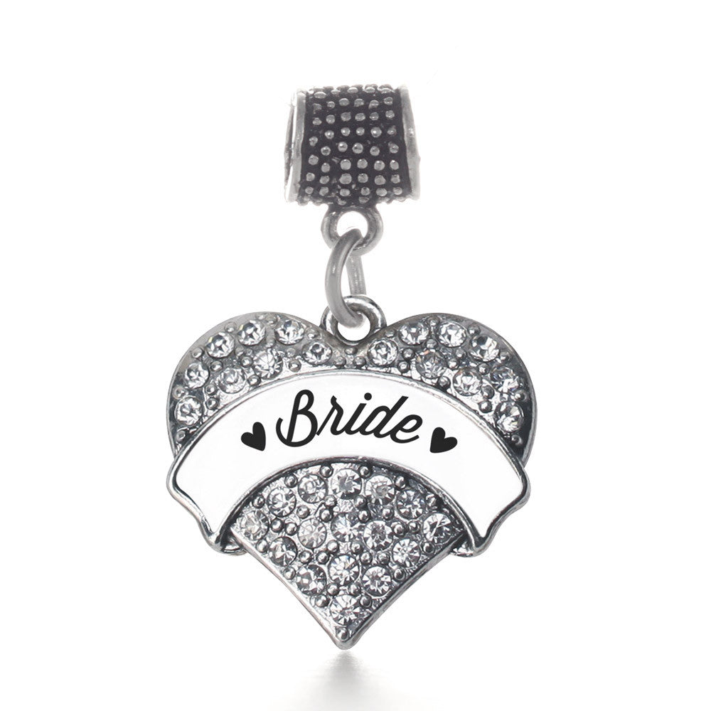 Black and White Bride Pave Heart Charm