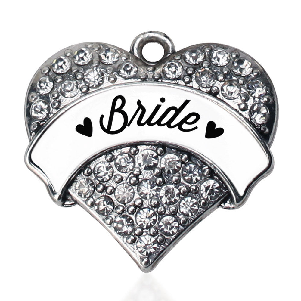 Black and White Bride Pave Heart Charm