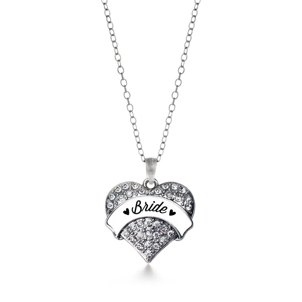 Black and White Bride Pave Heart Charm