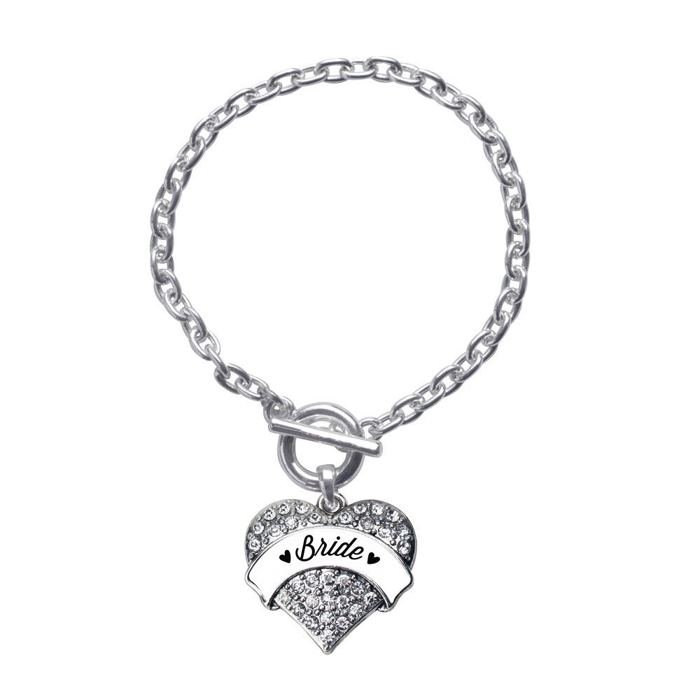 Black and White Bride Pave Heart Charm
