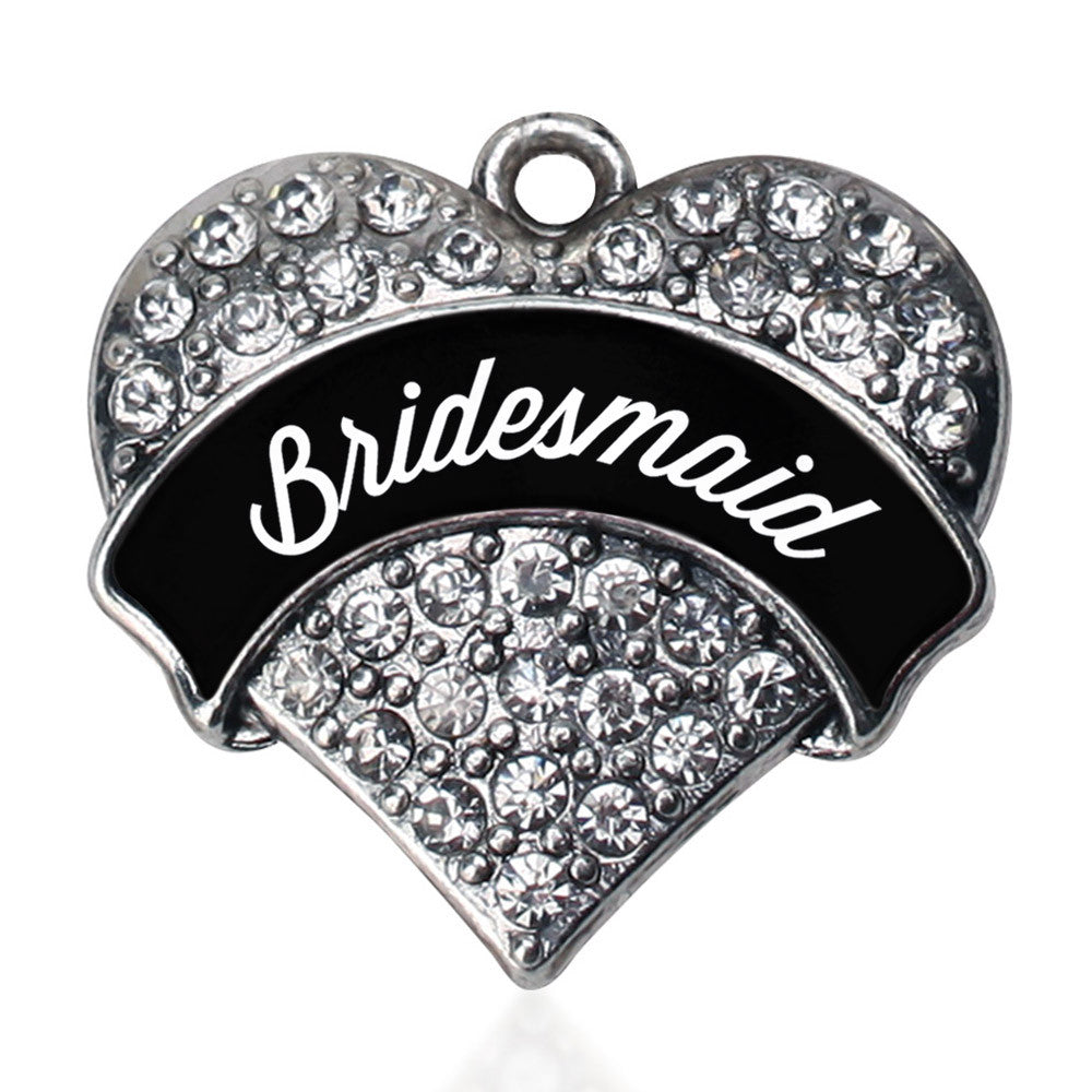 Black and White Bridesmaid Pave Heart Charm