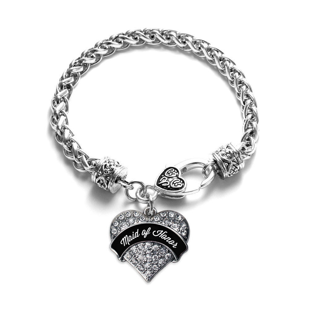 Black and White Maid of Honor Pave Heart Charm