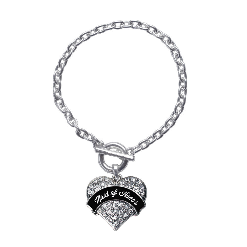 Black and White Maid of Honor Pave Heart Charm