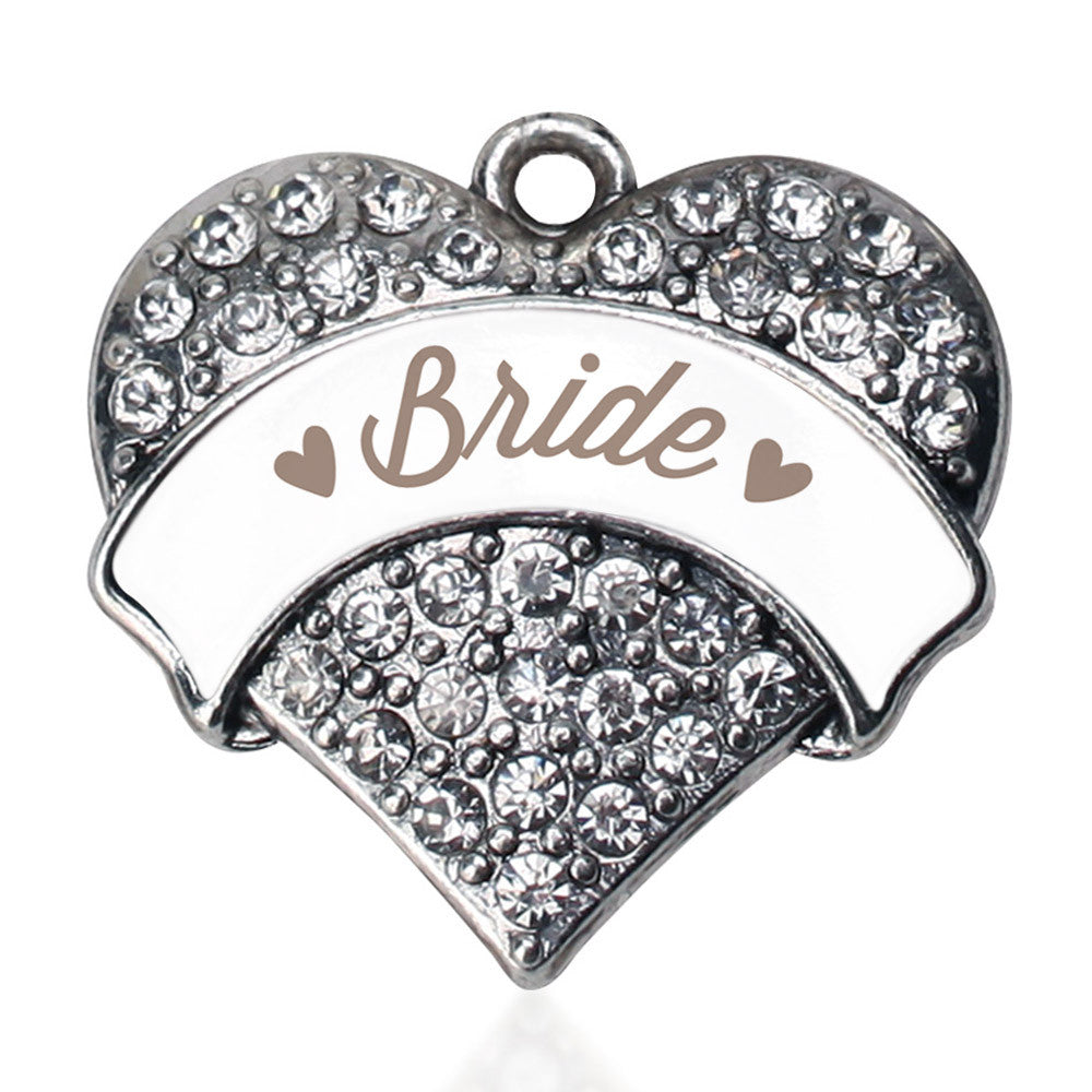 Brown and White Bride Pave Heart Charm