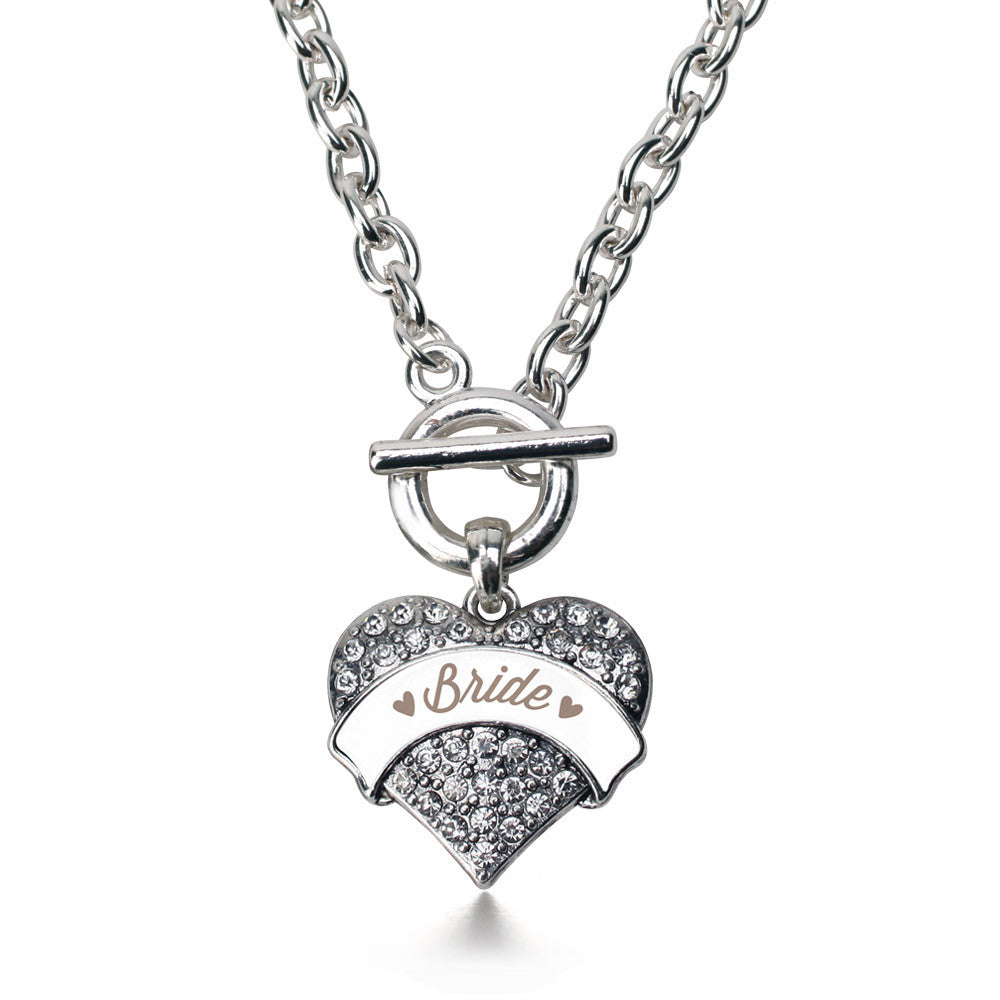 Brown and White Bride Pave Heart Charm