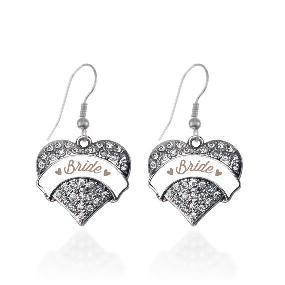 Brown and White Bride Pave Heart Charm