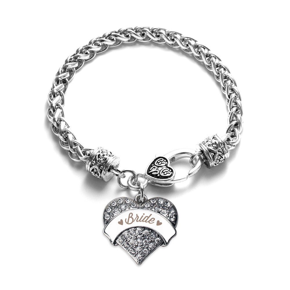 Brown and White Bride Pave Heart Charm