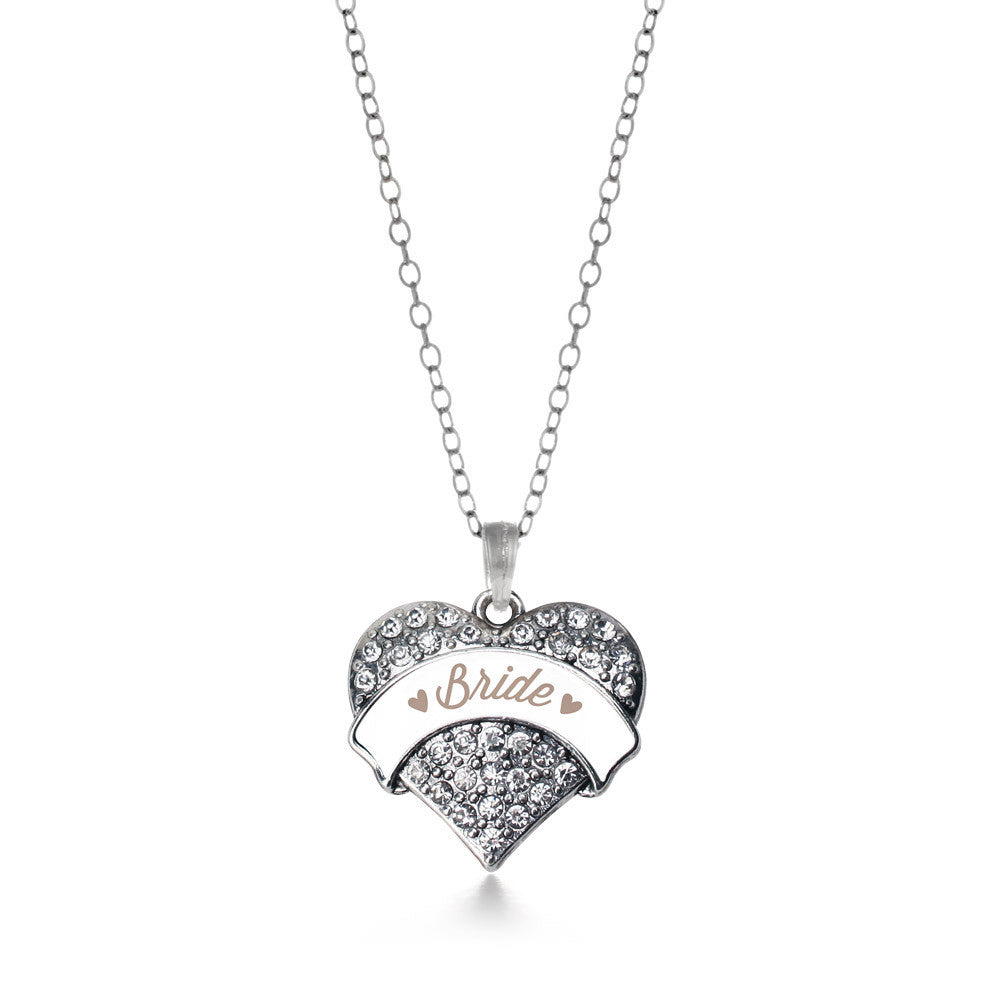 Brown and White Bride Pave Heart Charm