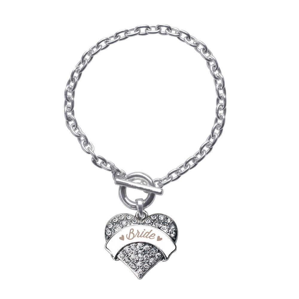 Brown and White Bride Pave Heart Charm