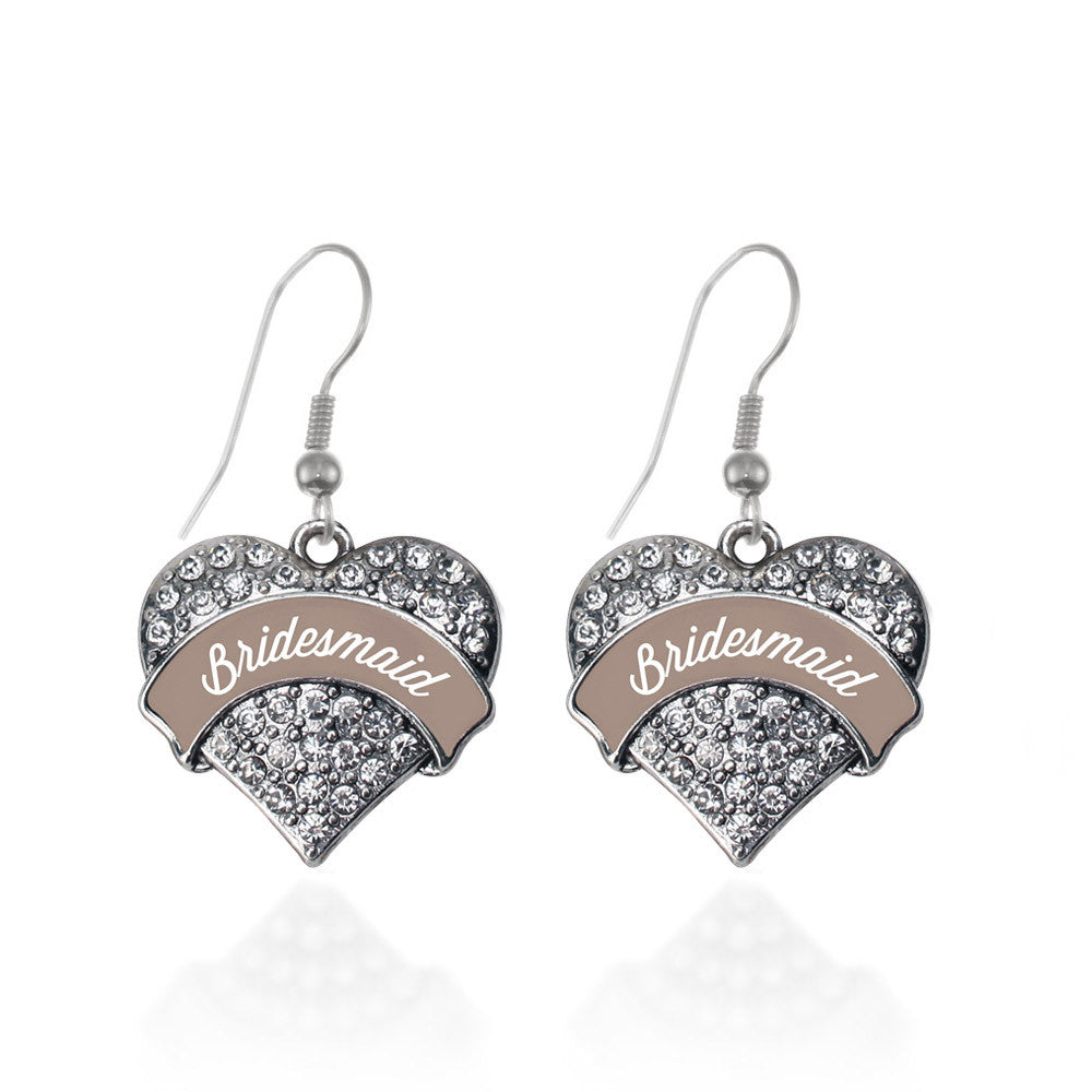 Brown and White Bridesmaid Pave Heart Charm