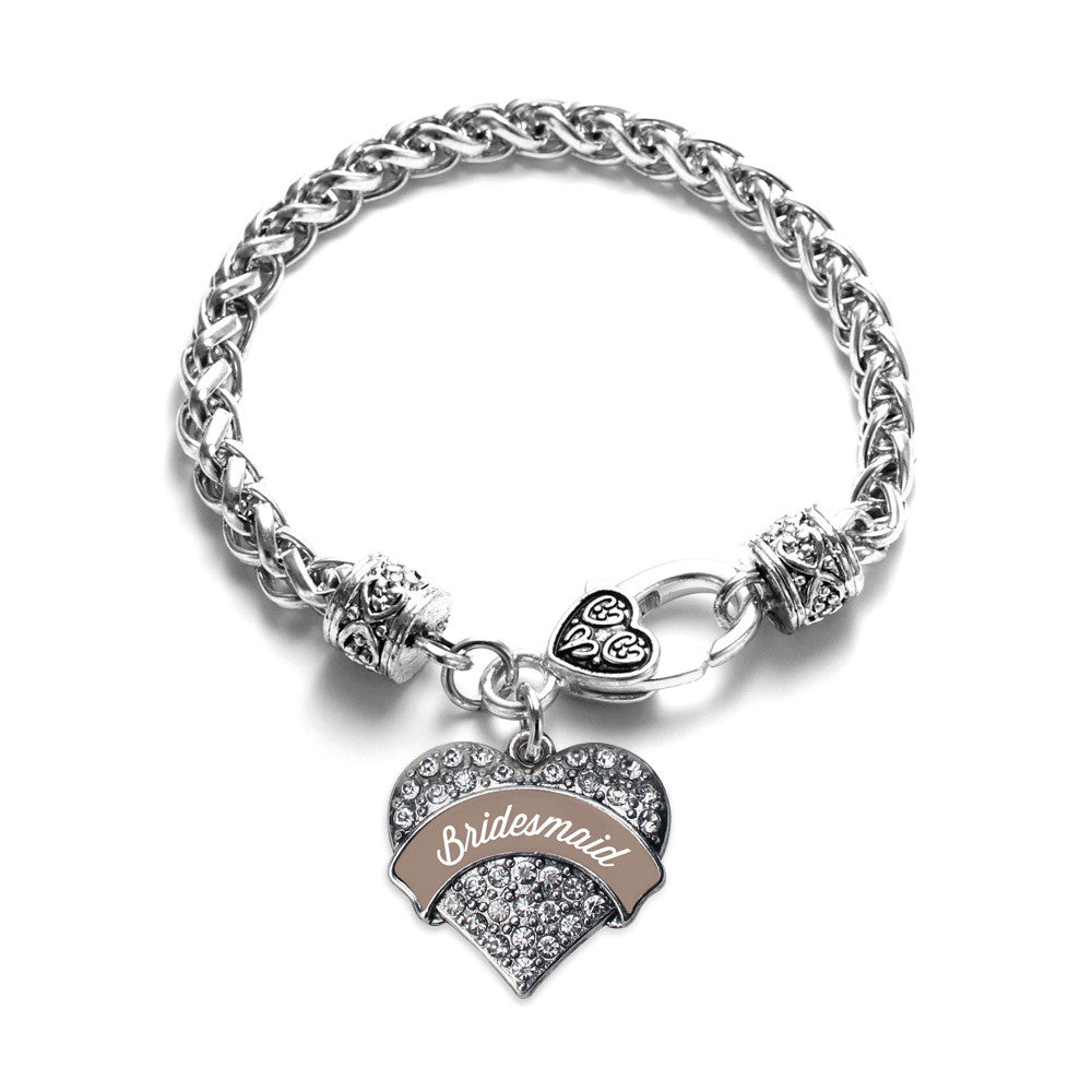 Brown and White Bridesmaid Pave Heart Charm