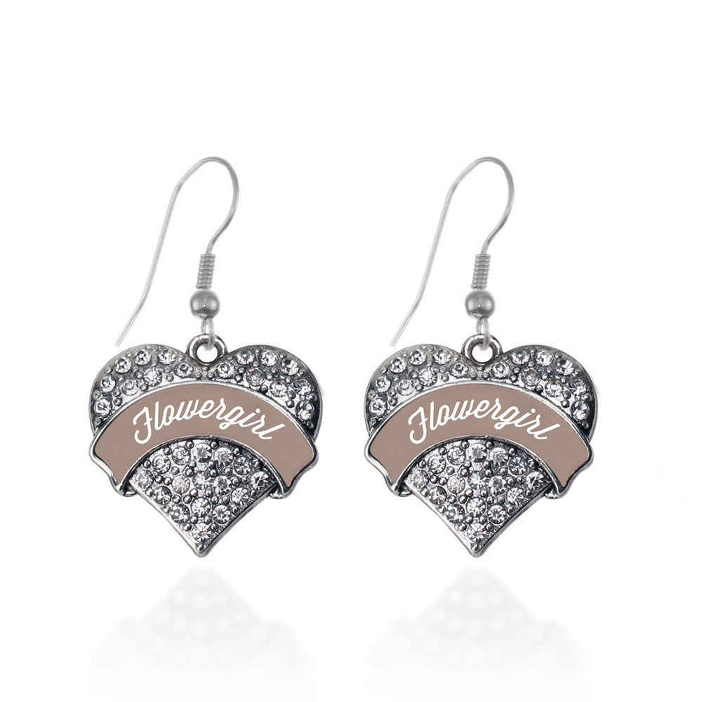 Brown and White Flower Girl Pave Heart Charm