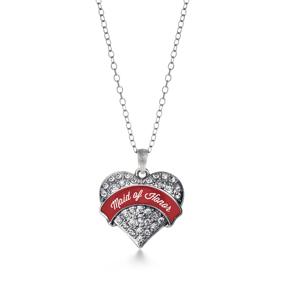 Crimson Red Maid of Honor Pave Heart Charm