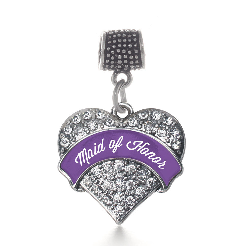 Purple Maid of Honor  Pave Heart Charm