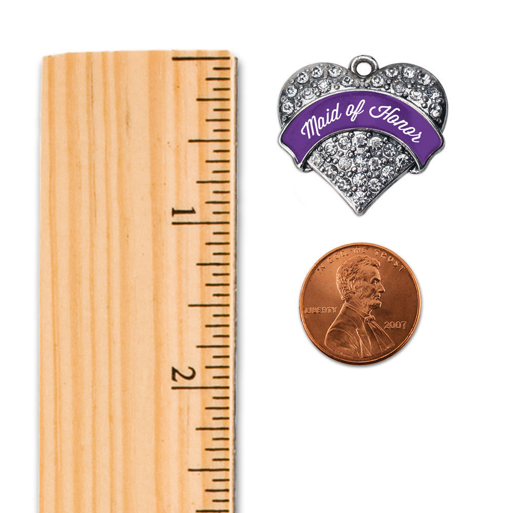 Purple Maid of Honor  Pave Heart Charm