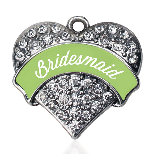 Sage Green Bridesmaid  Pave Heart Charm