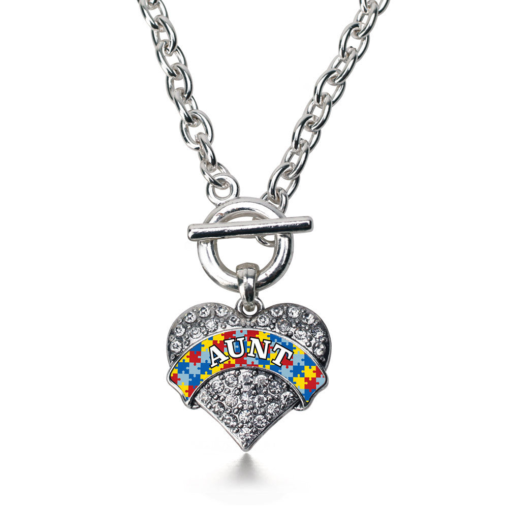Autism Aunt Pave Heart Charm