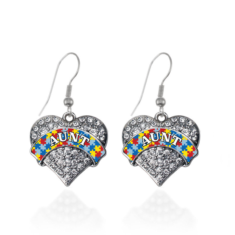 Autism Aunt Pave Heart Charm