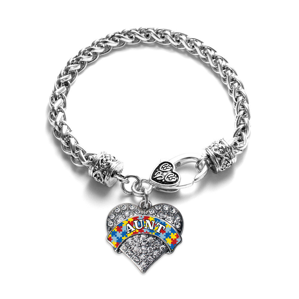 Autism Aunt Pave Heart Charm