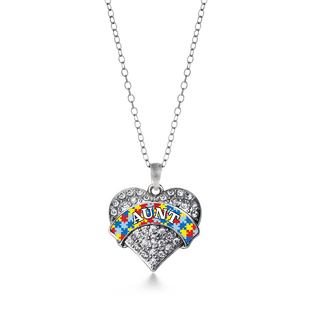 Autism Aunt Pave Heart Charm