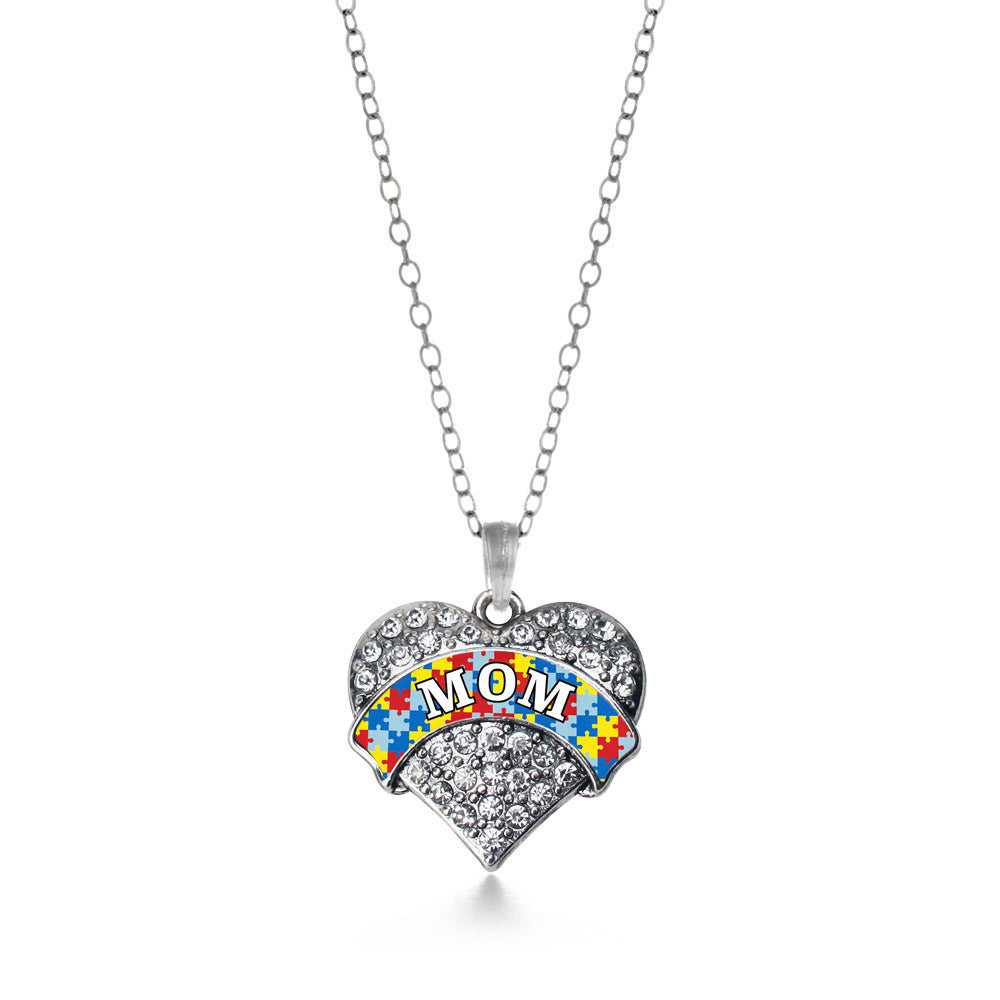 Autism Mom Pave Heart Charm