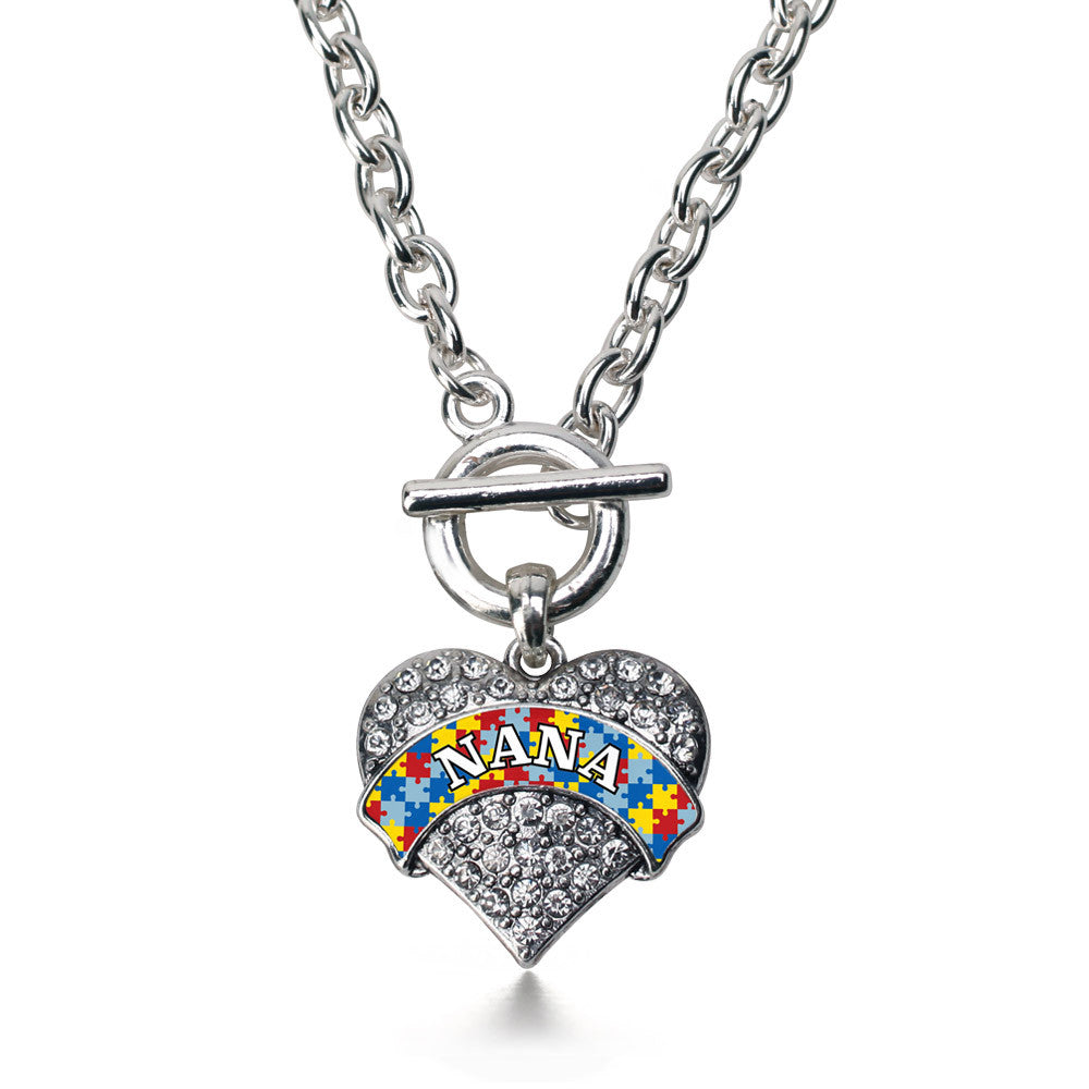 Autism Nana Pave Heart Charm