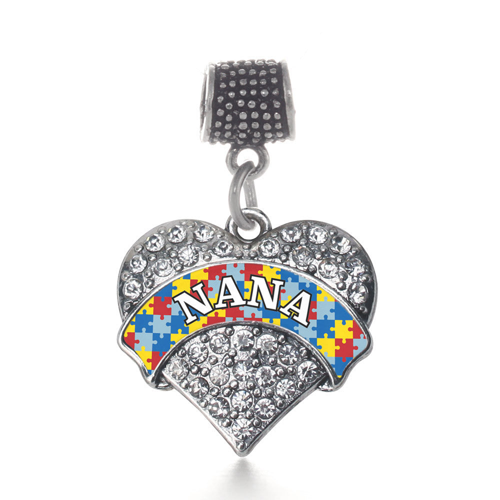 Autism Nana Pave Heart Charm