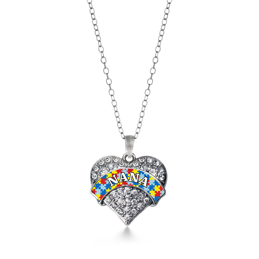 Autism Nana Pave Heart Charm