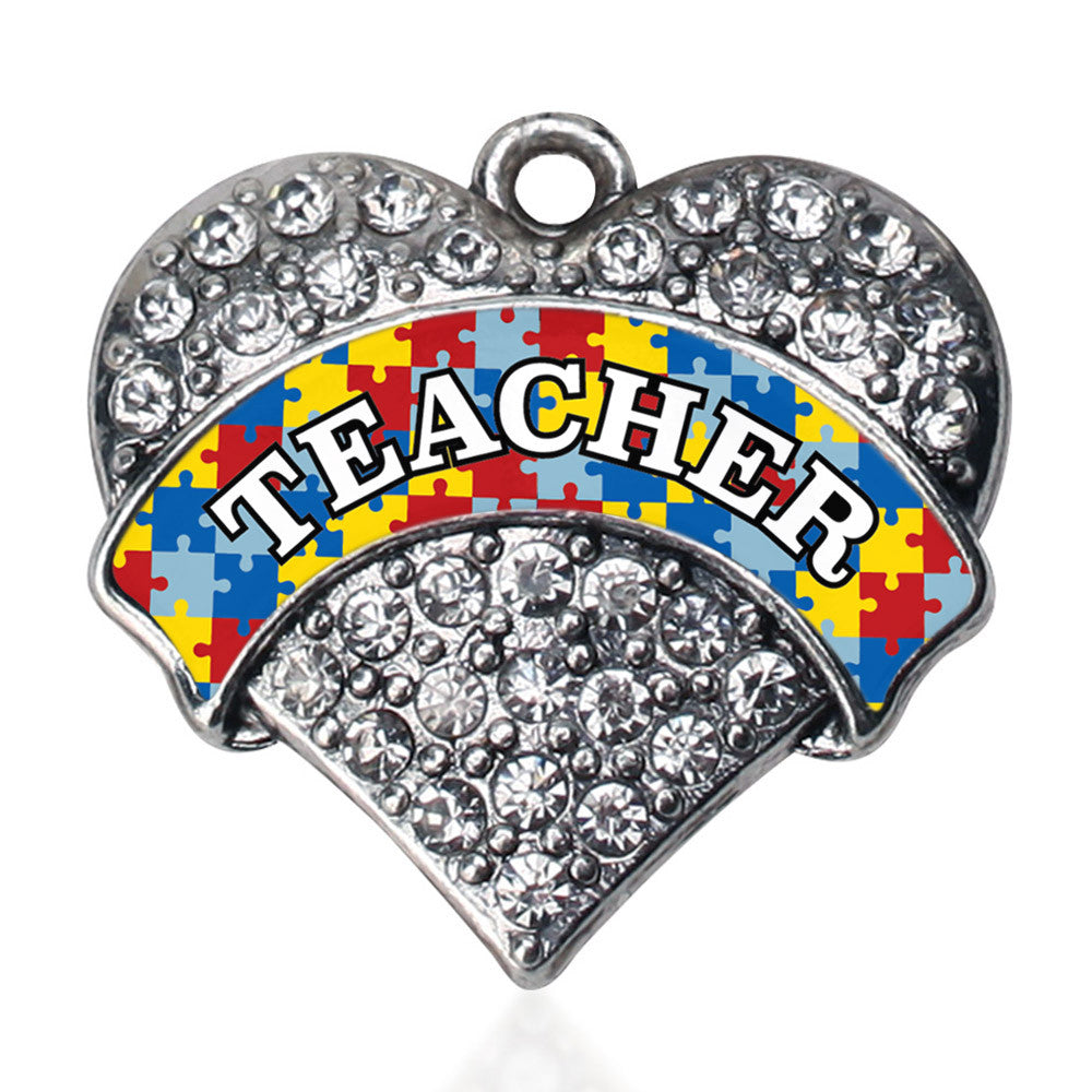 Autism Teacher Pave Heart Charm