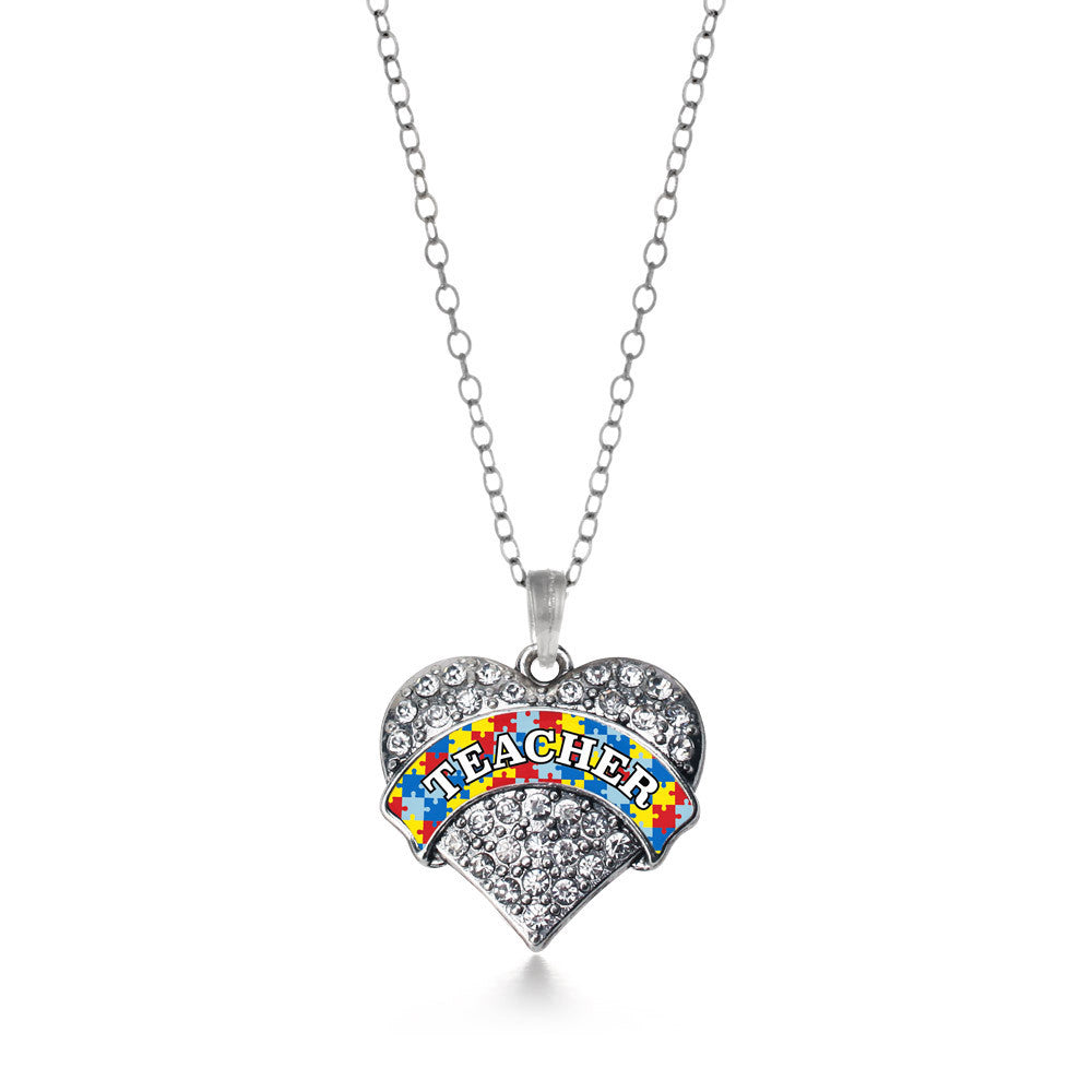 Autism Teacher Pave Heart Charm